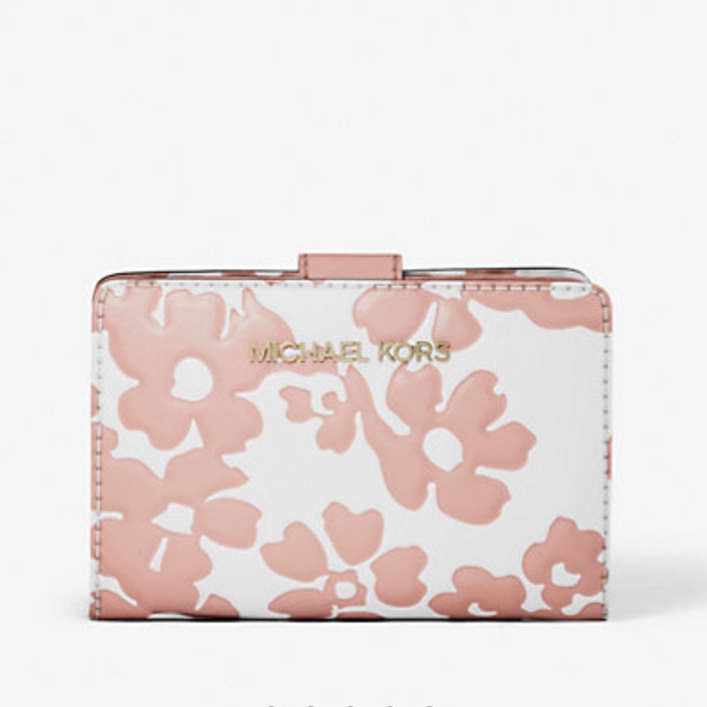 Michael Kors Jet Set Medium Floral Print Bi-Fold Wallet 
POWDER BLUSH
NWT